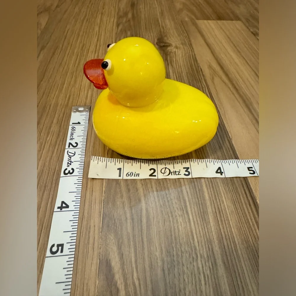 Hand Blown Glass Duck MCM Jeepers Baby Announcement Decorative Yellow Ducky
